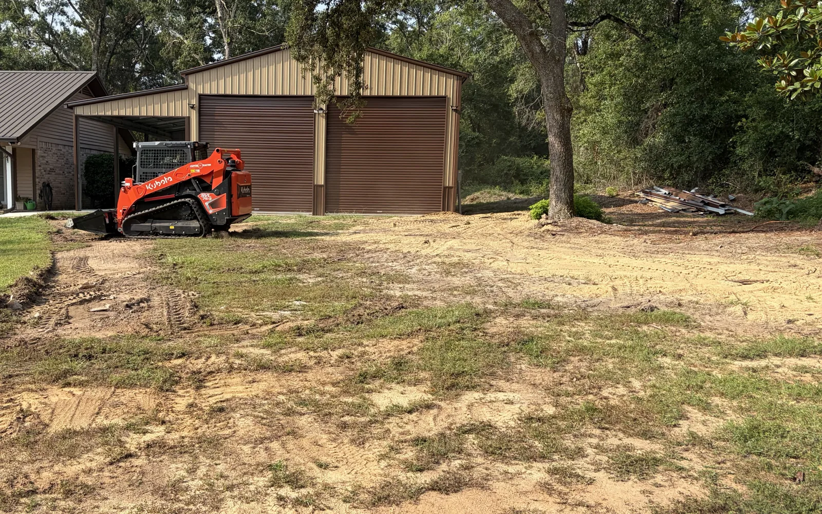 Grading a new driveway base